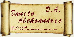 Danilo Aleksandrić vizit kartica